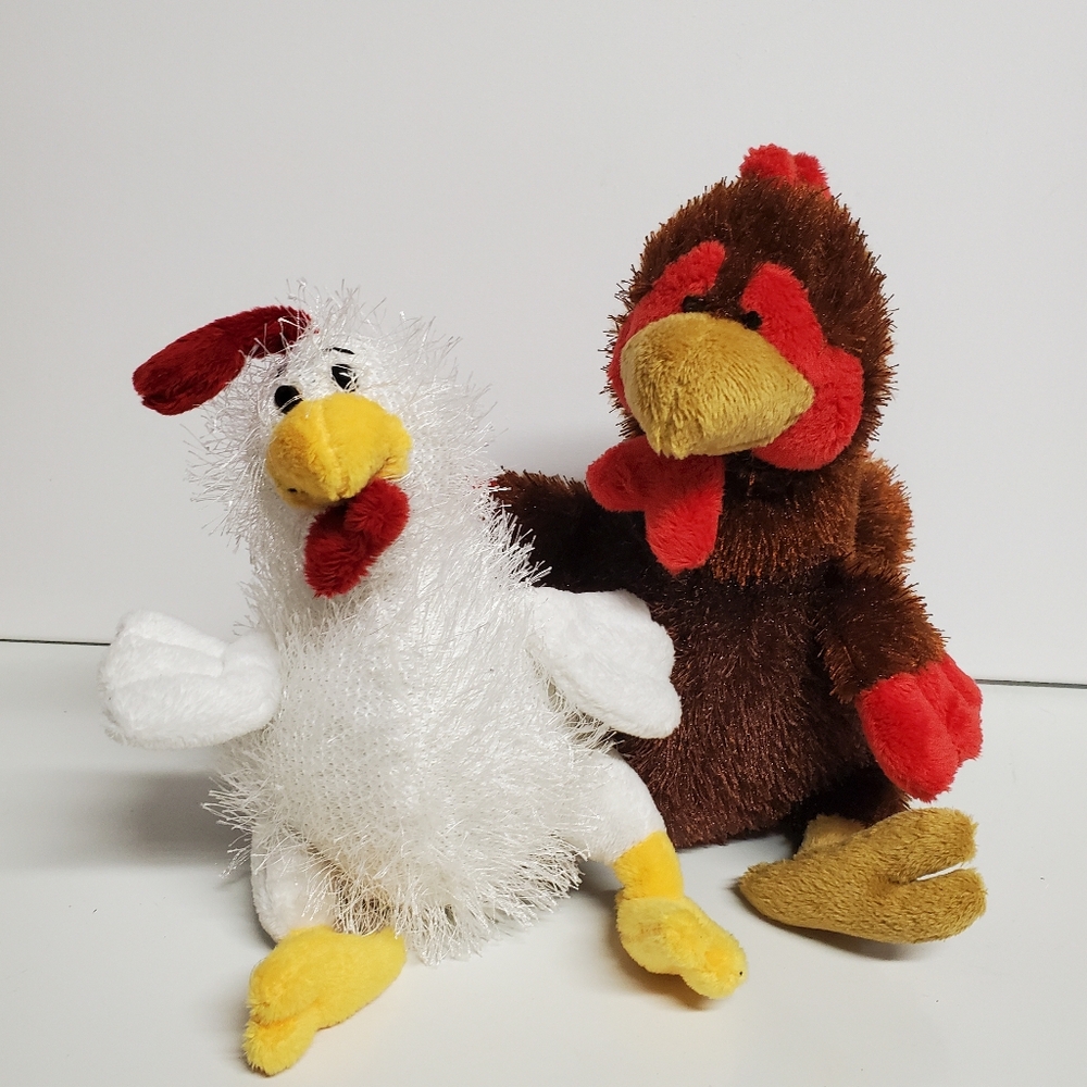 GANZ | Webkinz | Rooster Plush HM346 & Lil' Kinz Chicken Plush HS205